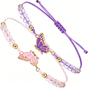 DESIGNICE 2Pcs Butterfly Friendship Bracelets,Butterfly Matching Bracelets,Adjustable Strand Best Friends Bracelet for 2 Handmade Charm Friendship Jewelry Gifts for Women Couples