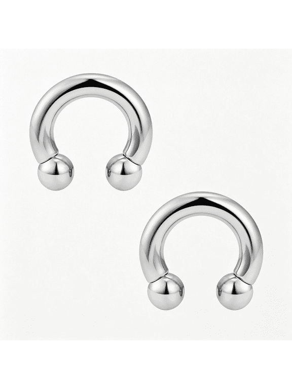 2Pcs Pa Ring Horseshoe Circular Barbell 316L Surgical Steel Internally Threaded 00G 0G 2G 4G 6G 8G 10G Pierced Body Jewelry for Women 12Mm 16Mm 19Mm Safe Body Jewelry