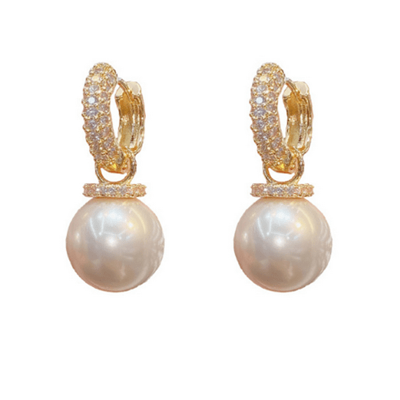 DESIGNICE 2Pcs Pearl Earrings,Jewelry for Women Stud Earrings,Genuine Gold Plating Pearl Earrings for Women