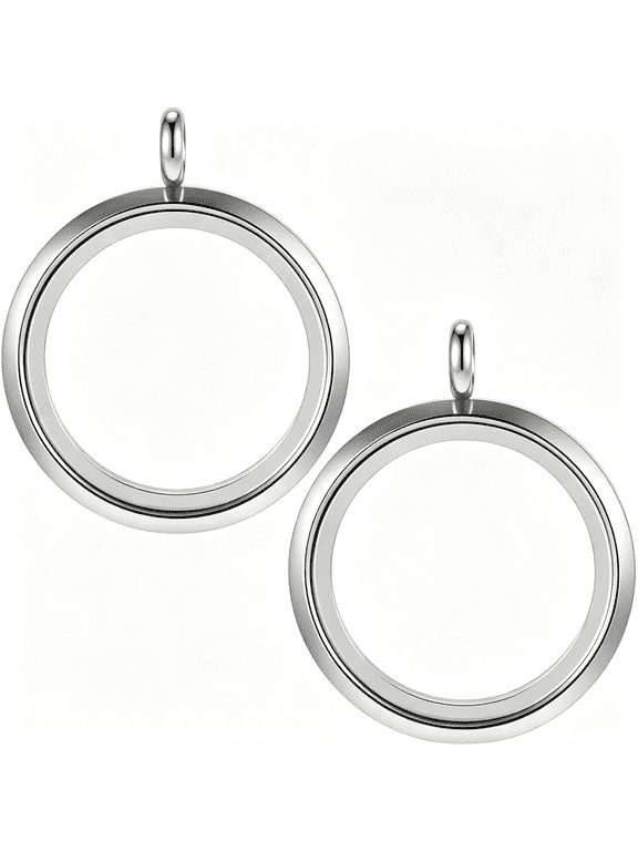 2Pcs Photo Pendant Locket Charms,Photo Memory Necklace Charms,Stainless Steel Picture Locket,Memory Picture Jewelry for Women Friendship Keepsake Locket Charm
