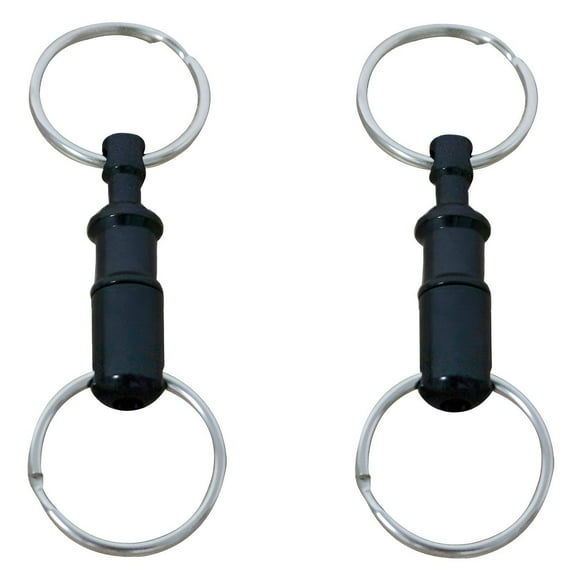 DESIGNICE 2Pcs Quick Release Keychain,Metal Double-Ring Key Chain,Sturdy Durable Key Ring,Black