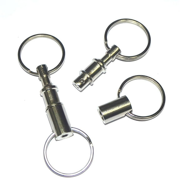 DESIGNICE 2Pcs Quick Release Keychain,Quick-Release Design Key Chain,Simple Operation Key Ring,Silver