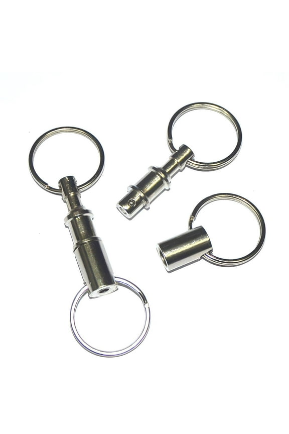 2Pcs Quick Release Keychain,Quick-Release Design Key Chain,Simple Operation Key Ring,Silver