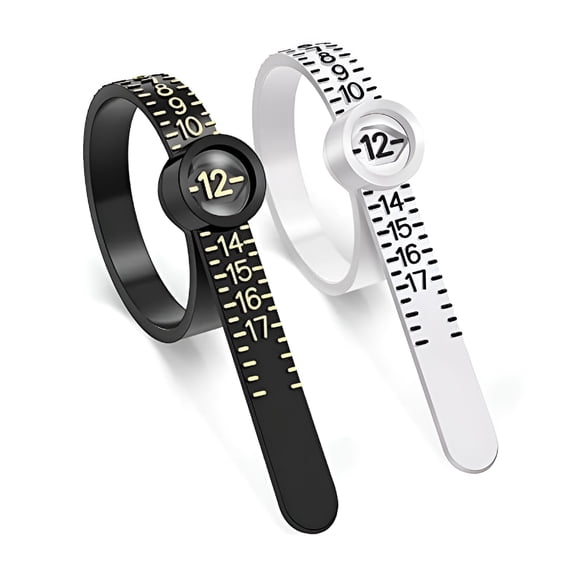 DESIGNICE 2Pcs Ring Sizer Measuring Tool Reusable Finger Size Gauge Measure Set Jewelry Sizing Tools 1-17 USA Rings Size (White+Black)