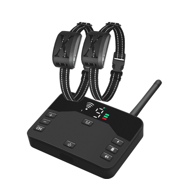 DESIGNICE 2Pcs Shock Collar for Dogs Smart Dog Trainer Electric Fence Effective Wireless Fence Electric Dog Fence,Black