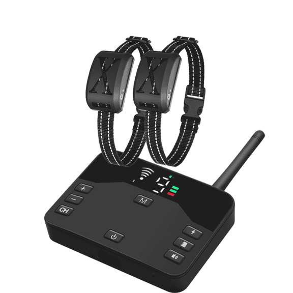 DESIGNICE 2Pcs Shock Collar for Dogs Smart Dog Trainer Electric Fence Effective Wireless Fence Electric Dog Fence,Black