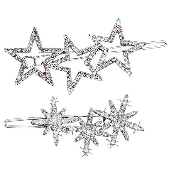 DESIGNICE 2Pcs Stars Hair Clips,Metal Small Hair Clips,Hairclips,Combination Style3
