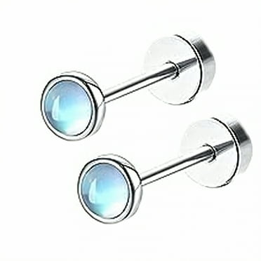 DESIGNICE 2Pcs Stud Earrings for Women,Comfort Surface Stud Earrings for Women Hypoallergenic,Glossy Surface Flat Back Stud Earrings,Style1