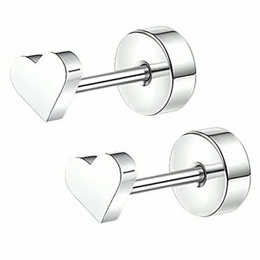 DESIGNICE 2Pcs Stud Earrings for Women,Delicate Touch Stud Earrings for Women Hypoallergenic,Glossy Surface Flat Back Stud Earrings,Style1