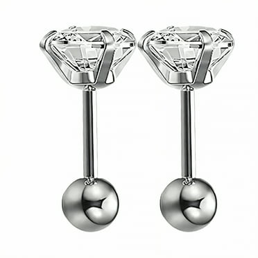 DESIGNICE 2Pcs Stud Earrings for Women,Low-Friction Flat Back Stud Earrings,Lean Structure Stud Earrings for Women Hypoallergenic,Steel1