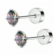 DESIGNICE 2Pcs Stud Earrings for Women,Mild Texture Stud Earrings for Women Hypoallergenic,Glossy Surface Flat Back Stud Earrings,Style1