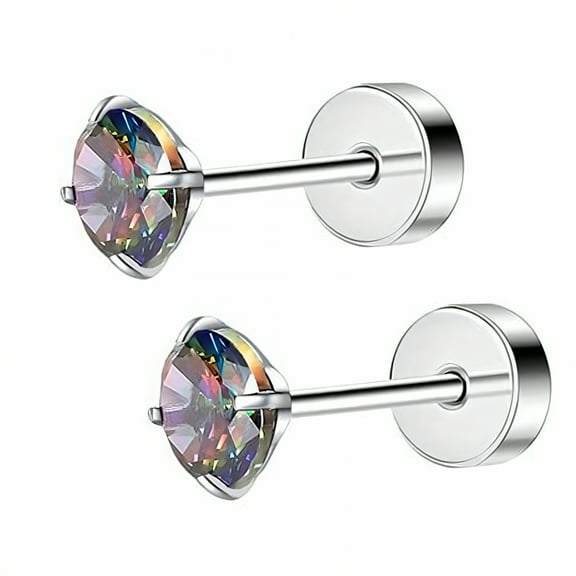 DESIGNICE 2Pcs Stud Earrings for Women,Mild Texture Stud Earrings for Women Hypoallergenic,Glossy Surface Flat Back Stud Earrings,Style1