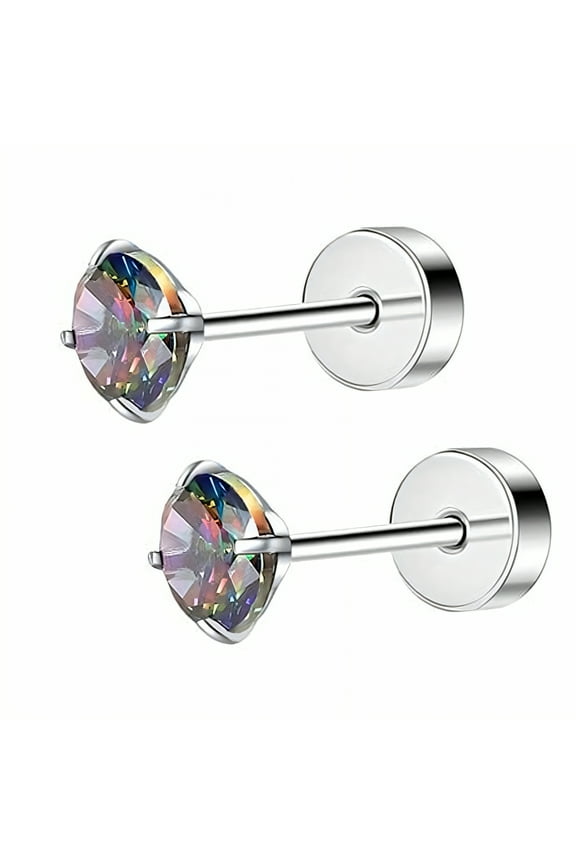 2Pcs Stud Earrings for Women,Mild Texture Stud Earrings for Women Hypoallergenic,Glossy Surface Flat Back Stud Earrings,Style1