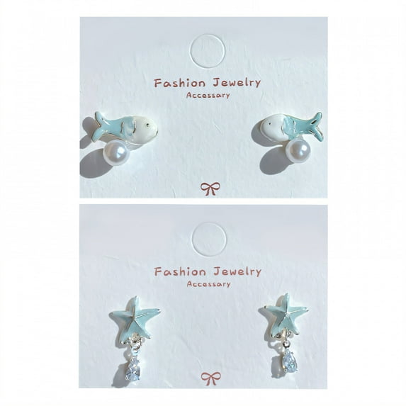 DESIGNICE 2Pcs Summer Earrings,Rustproof Summer Earrings for Women,Alloy Material Stud Earrings for Women,Womens Earrings for Vacation,Style3