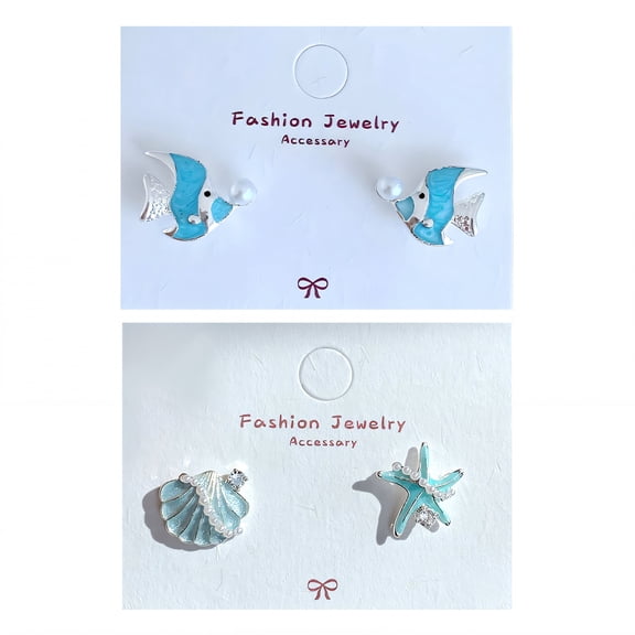 DESIGNICE 2Pcs Summer Earrings,Smooth Without Snag Earrings for Women,Alloy Material Small Stud Earrings for Women,Statement Earrings for Women for Vacation,Style1