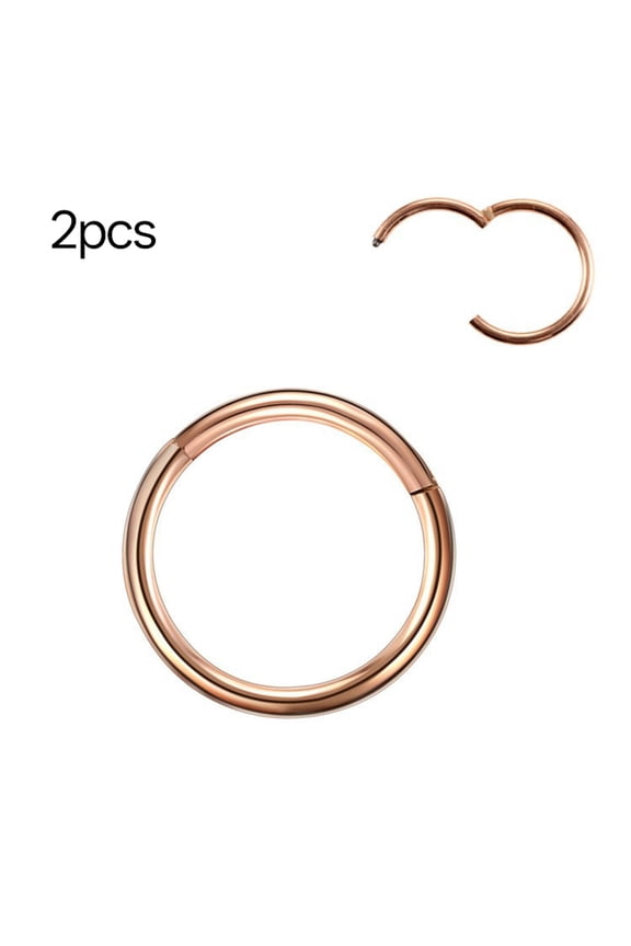 2Pcs Titanium Nose Rings 20/18/16,14G Nose Rings Hoops Diameter 5-13Mm Rose Gold-Black Cartilage Helix Tragus Daith Rook Hoop Earrings Hinged Segment Septum Clicker Body Piercing Jewelry