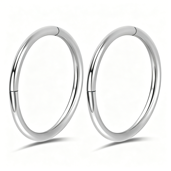 DESIGNICE 2Pcs Titanium Nose Rings 20/18/16G Nose Rings Hoops Diameter 5Mm to 12Mm Rose Gold-Black Cartilage Helix Tragus Daith Rook Hoop Earrings Hinged Segment Septum Clicker Body Piercing Jewelry