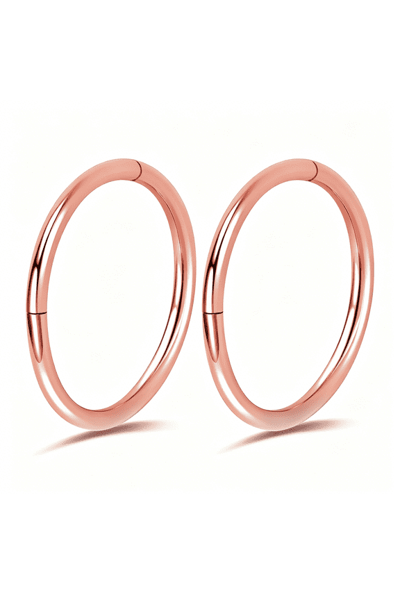 2Pcs Titanium Nose Rings 20G 18G 16G Nose Rings Hoops Diameter 5Mm to 12Mm Rose Gold-Black Cartilage Tragus Daith Rook Hoop Earrings Hinged Segment Septum Clicker Body Piercing Jewelry