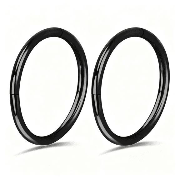 DESIGNICE 2Pcs Titanium Nose Rings 20G 18G 16G Nose Rings Hoops Diameter 5Mm to 12Mm Rose Gold-Black Cartilage Tragus Daith Rook Hoop Earrings Hinged Segment Septum Clicker Body Piercing Jewelry