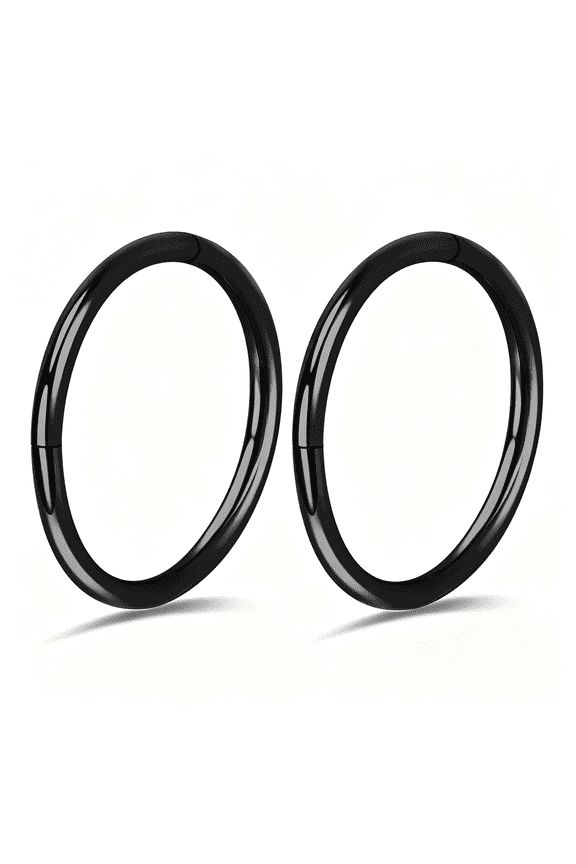 2Pcs Titanium Nose Rings 20G 18G 16G Nose Rings Hoops Diameter 5Mm to 12Mm Rose Gold-Black Cartilage Tragus Daith Rook Hoop Earrings Hinged Segment Septum Clicker Body Piercing Jewelry