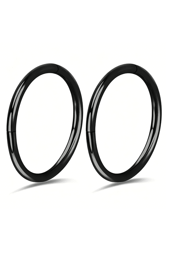 2Pcs Titanium Nose Rings 20G 18G 16G Nose Rings Hoops Diameter 5Mm to 12Mm Rose Gold-Black Cartilage Tragus Daith Rook Hoop Earrings Hinged Segment Septum Clicker Body Piercing Jewelry