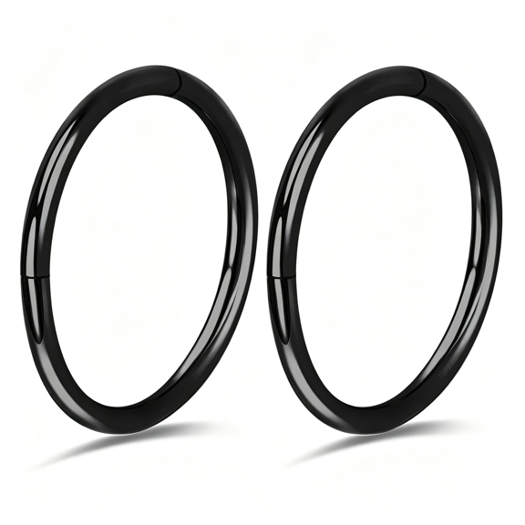 DESIGNICE 2Pcs Titanium Nose Rings 20G 18G 16G Nose Rings Hoops Diameter 5Mm to 12Mm Rose Gold-Black Cartilage Tragus Daith Rook Hoop Earrings Hinged Segment Septum Clicker Body Piercing Jewelry