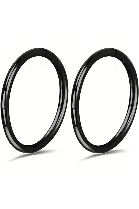 2Pcs Titanium Nose Rings 20G 18G 16G Nose Rings Hoops Diameter 5Mm to 12Mm Rose Gold-Black Cartilage Tragus Daith Rook Hoop Earrings Hinged Segment Septum Clicker Body Piercing Jewelry