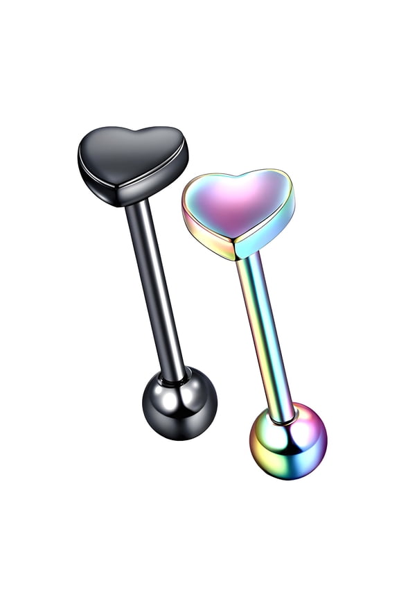 2Pcs Tongue Rings 16x1.6" Body Jewelry Stainless Steel Piercing