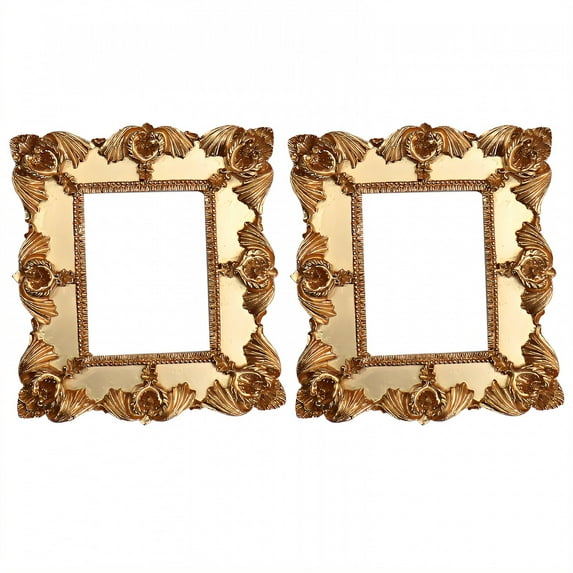 DESIGNICE 2Pcs Vintage Picture Frames,Classic Charm Picture Frames,Vintage Form Gold Picture Frames,4.73"X4.73",Style1