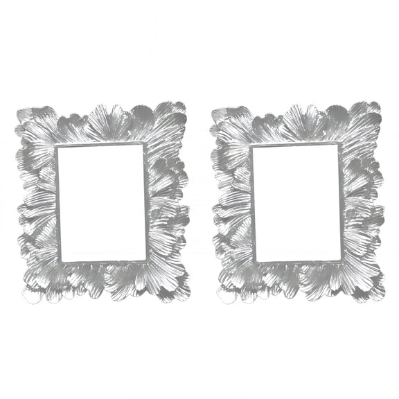 DESIGNICE 2Pcs Vintage Picture Frames,Texture Clear Photo Frames,Detail Carve Family Picture Frame,3.94"X3.94",Silver