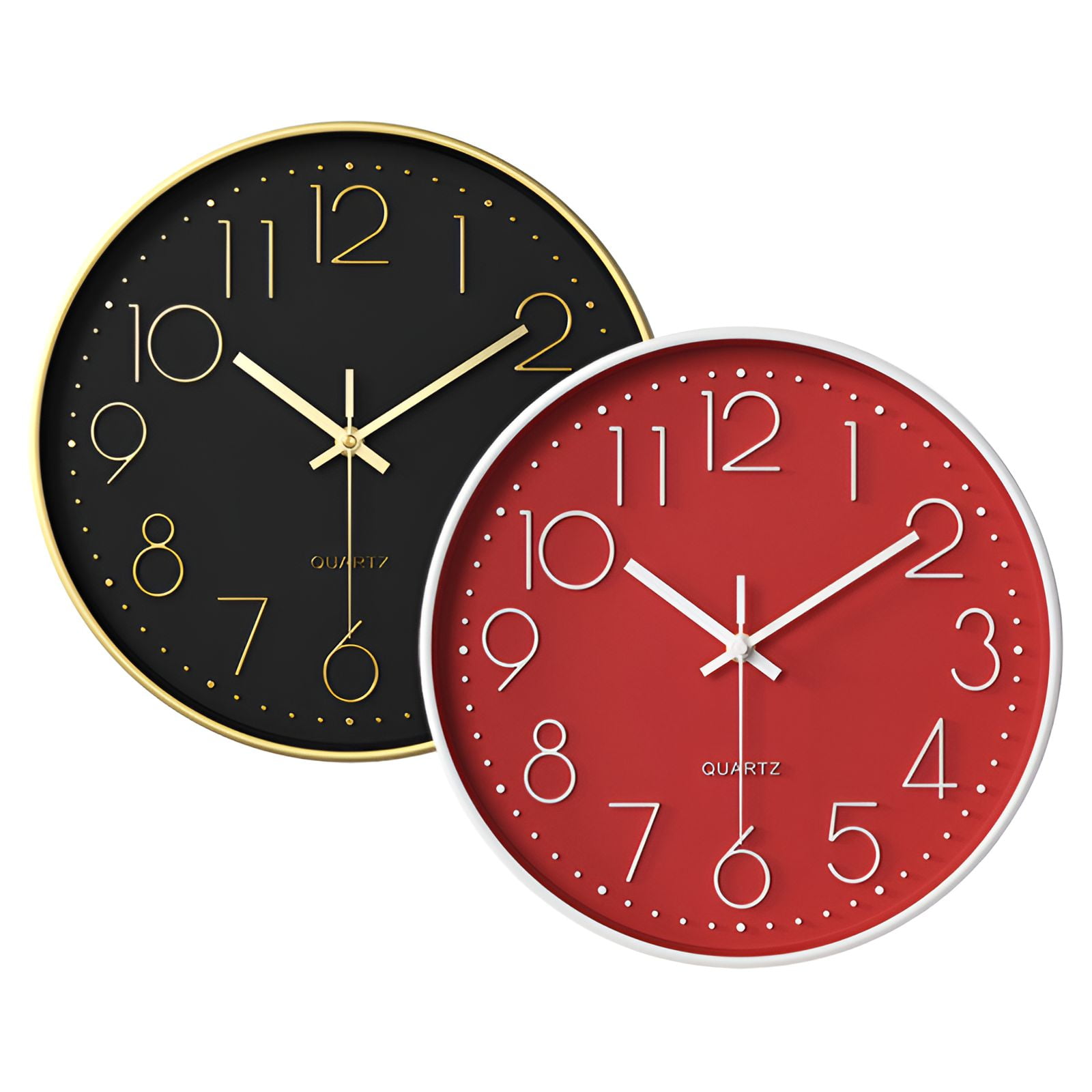 DESIGNICE 2Pcs Wall Clock,Easy Setup Modern Wall Clock,Clear Numbers ...