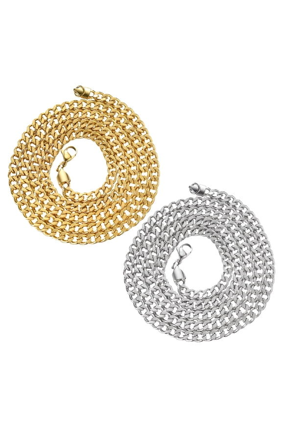 2pcs Fashion Jewelry For Men Stainless Steel Chain Necklace Males Neck Jewelry Male Necklace Cool Neck Chain Metal Stylish Necklace