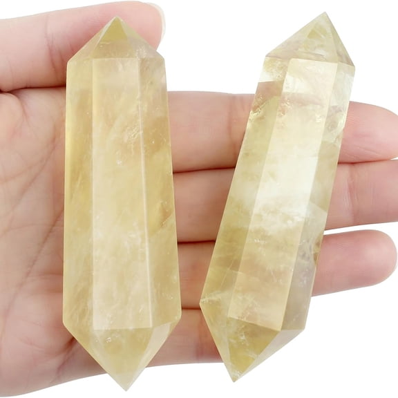 DESIGNICE 3.5" Citrine Healing Crystals Wand Natural Crystals and Healing Stones Large Hexagonal Citrine Crystal Points for Meditation Divination Reiki Energy Balancing 1Pcs