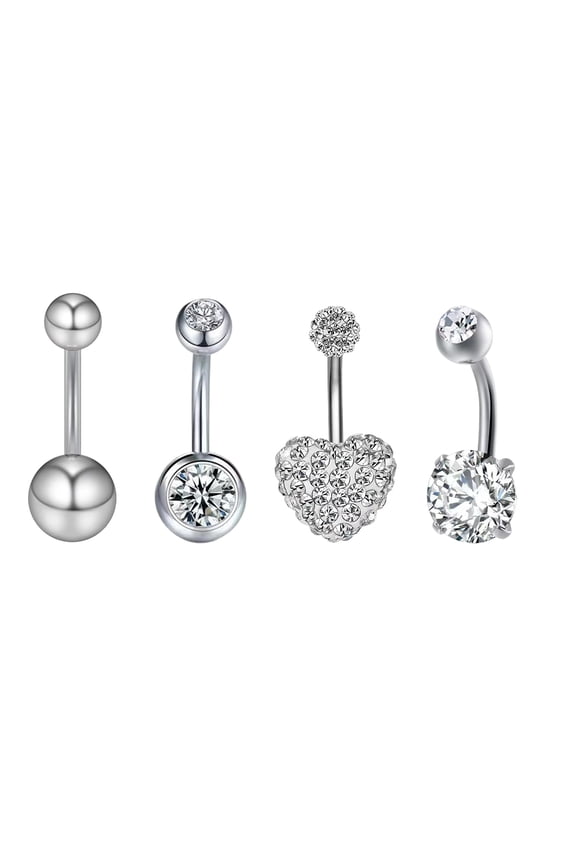 3-9Pcs 16G 6Mm 1/4 Inch 316L Surgical Steel Short Belly Button Rings Navel Belly Earring Cz Navel Ring Barbell Body Piercing