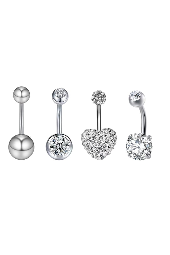 3-9Pcs 16G 6Mm 1/4 Inch 316L Surgical Steel Short Belly Button Rings Navel Belly Earring Cz Navel Ring Barbell Body Piercing