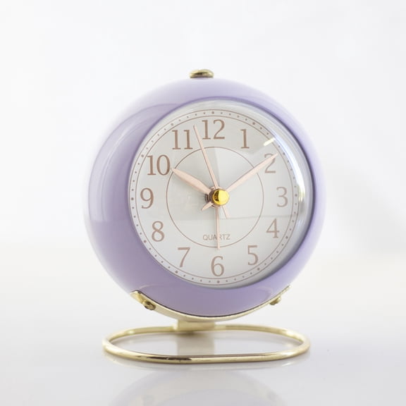 DESIGNICE 3"Es Analog Alarm Clocks Retro Backlight Cute Simple Design with Night Light Silent Non-Ticking Battery Operated,Analog Alarm Clock [Purple]