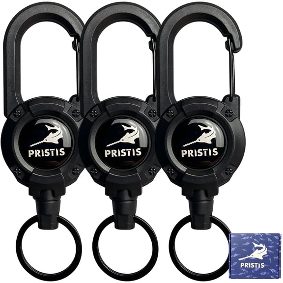 DESIGNICE 3 Pack Heavy Duty Zinger Retractors, Saltwater Resistant and 28" Stainless Steel Wire Keychain