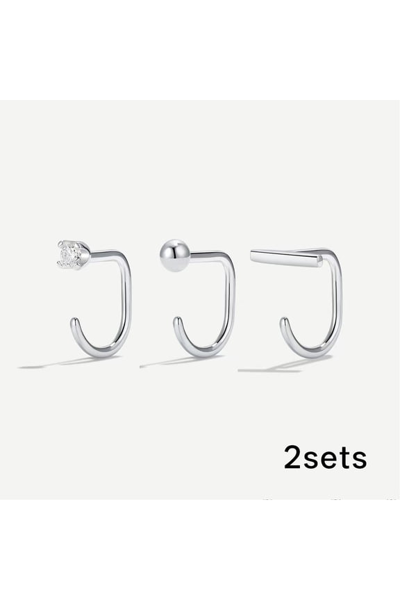 3 Pair Backless Half Hoop Earrings for Women Hypoallergenic 18K Gold/Silver Plated Stainless Steel Stacks Huggie Earrings Minimalist Comfort Sleeper Jewelry Gift