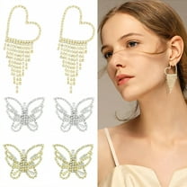 DESIGNICE 3 Pairs Statement Earrings for Women,Flowing Tassel Motion Drop Earrings,Statement Earrings Wife Girlfriend Party Birthday Jewelry Gift,Style1