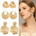 thumbnail image 1 of DESIGNICE 3 Pairs Statement Earrings for Women,Metal Plated Geometry Gold Chunky Earrings,Chilled City Palette Womens Earrings,Style2, 1 of 7