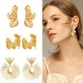 thumbnail image 1 of DESIGNICE 3 Pairs Statement Earrings for Women,Metal Plated Geometry Gold Earrings,Urban Calmness Chunky Gold Earrings,Style6, 1 of 7