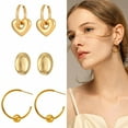 thumbnail image 1 of DESIGNICE 3 Pairs Statement Earrings for Women,alloy Plated C-Shaped Hoop Gold Earrings,Hoop Earrings Gift Sentiment,Style5, 1 of 7