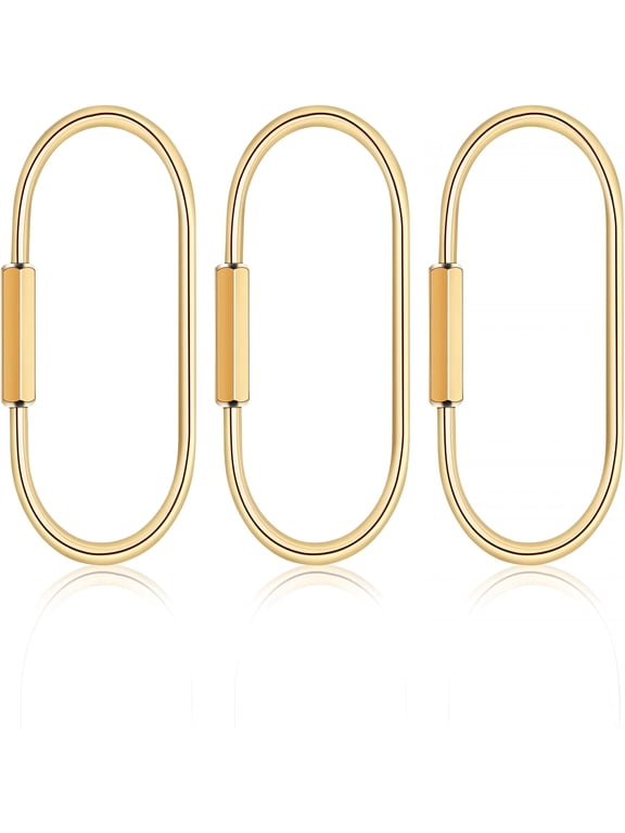 3 Pcs Brass Key Ring With Screw Lock - Durable Gold Carabiner Keychain Clip For Keys, Bags, Handbags, Men And Women, Gold Key Ring Clip, Carabiner Locking Purse, Bag Charms