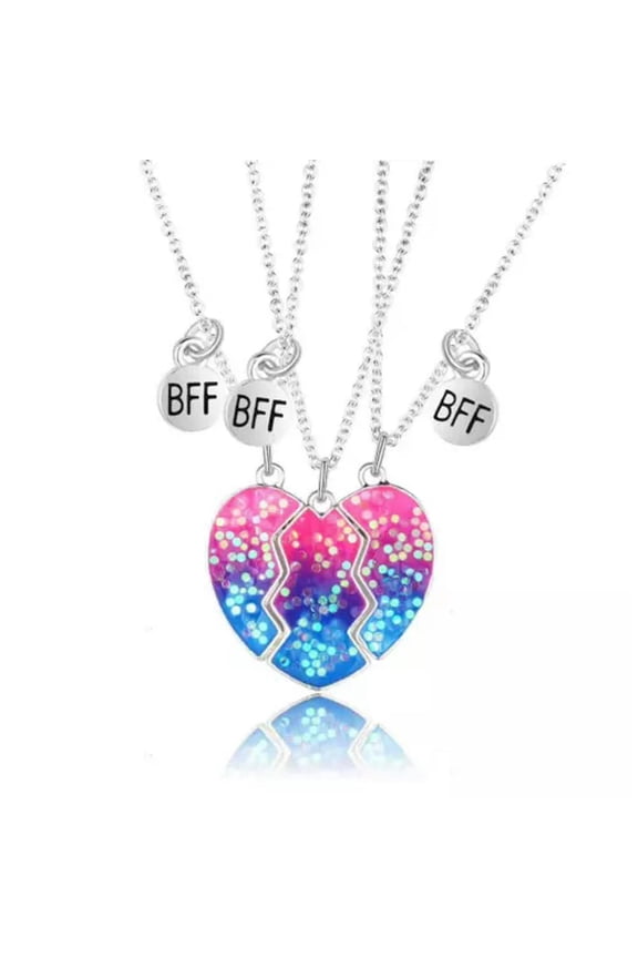 3 Pcs Broken Heart Best Friend Forever Butterfly Star Friendship Necklace Gift