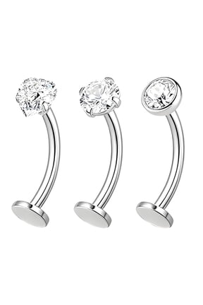 3 Pcs Floating Belly Button Rings,14G Belly Rings,Stainless Steel Belly Button Piercing Cute Belly Button Rings Silver