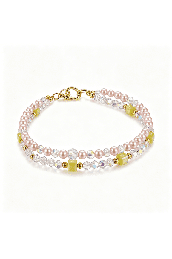 3 Pcs Layered Crystal Anklet for Women,Handmade Beaded Foot Chain with Faux Pearls&Iridescent Glass Beads,Adjustable Summer Beach Jewelry Gift