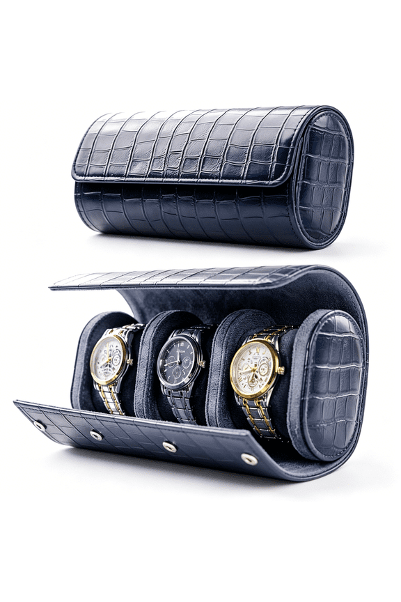 3 Watch Travel Case- Classic Leather Watch Case with Superb Texture.(Portable Watch Roll Or Organizer for Storage and Display). Festival Gift for Men,All Handcrafted by Artisans