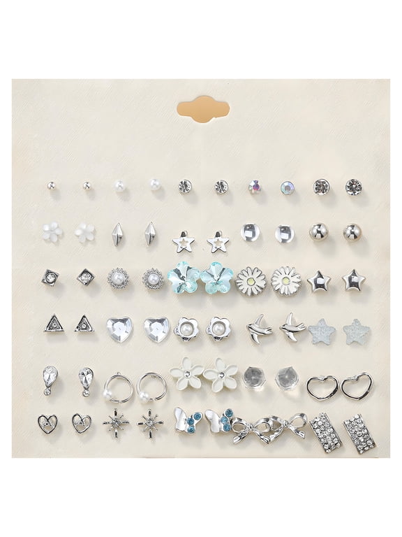 30 Pairs of Small Stud Earrings for Women,Stainless Steel Earrings for Sensitive Ears Women,Electroplating Process Earring Set Flower Earrings,Style4