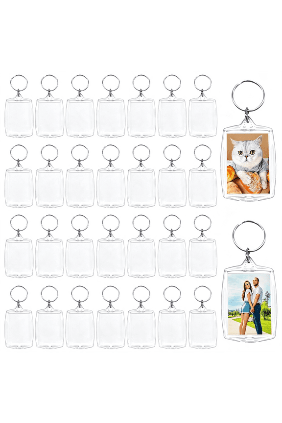 30 Pcs Acrylic Photo Frame Keyring,2.16 X 1.5"/5.5 X 4 Cm Personalized Keychains,Clear Picture Keychain As Gift,Suit for Artwork Photo Keychain