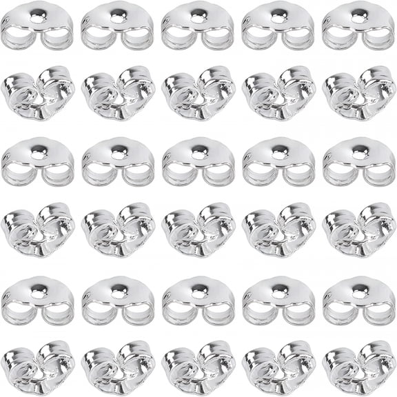 DESIGNICE 30 Pcs Silver Earring Backs,Hypoallergenic Replacement Secure Ear Lockings,15 Pairs